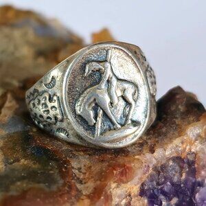 VTG Bell Trading Post Sterling Silver 'End of the Trail' Band Ring Size 4.5 READ